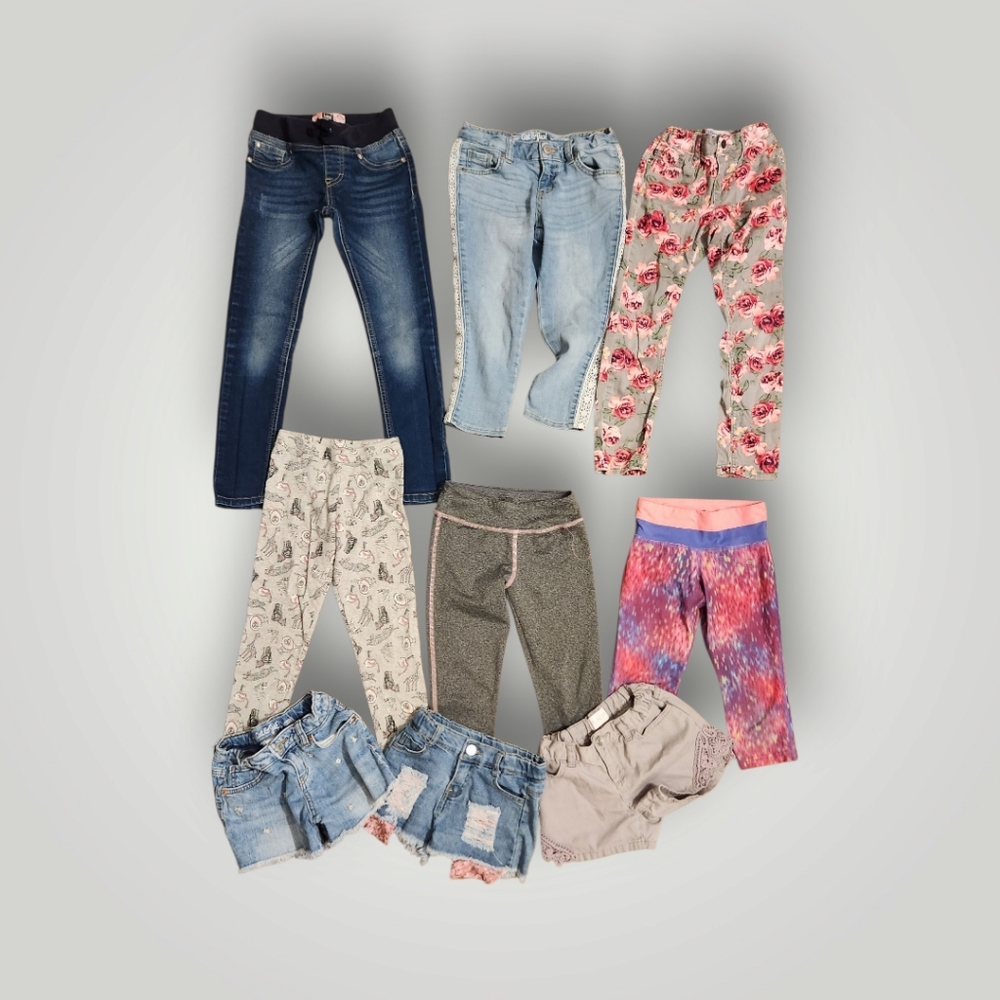 Girls all season bundle lot shorts pants jeans leggings capris size 6 7 - Picture 4 of 13